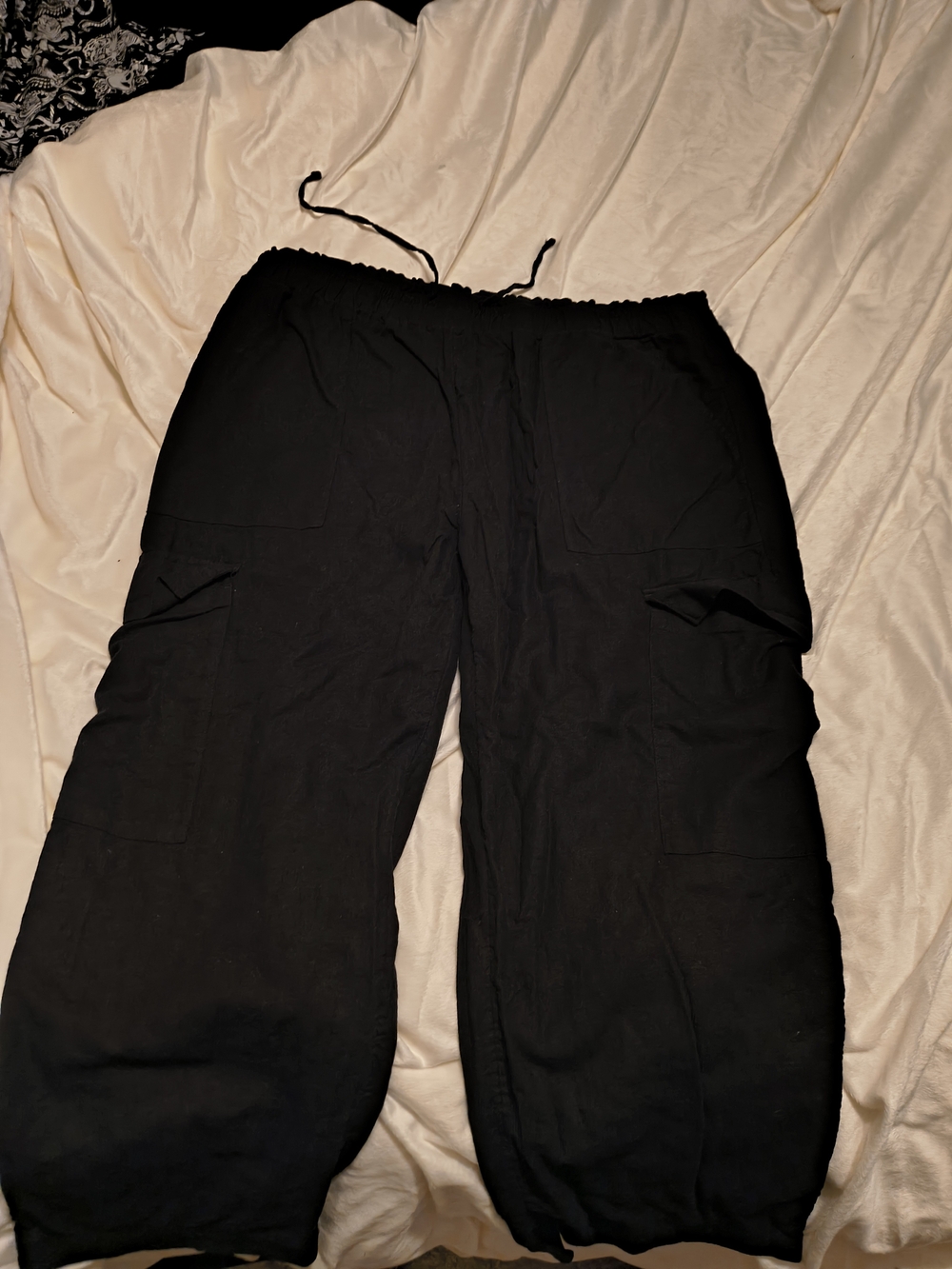 Time and Tru Black Cargo Jogger Pants with Drawstring
